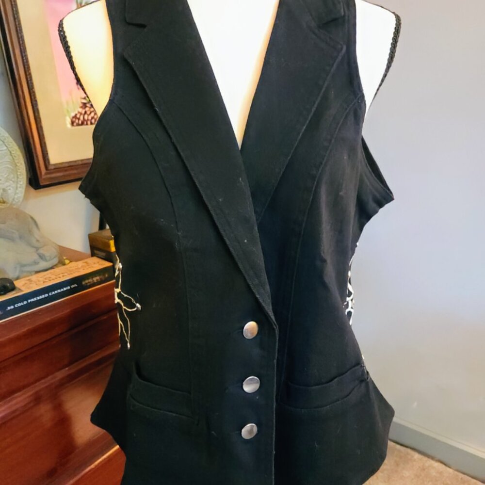 Badgley Mishka American Glamour Vest Black Large EUC